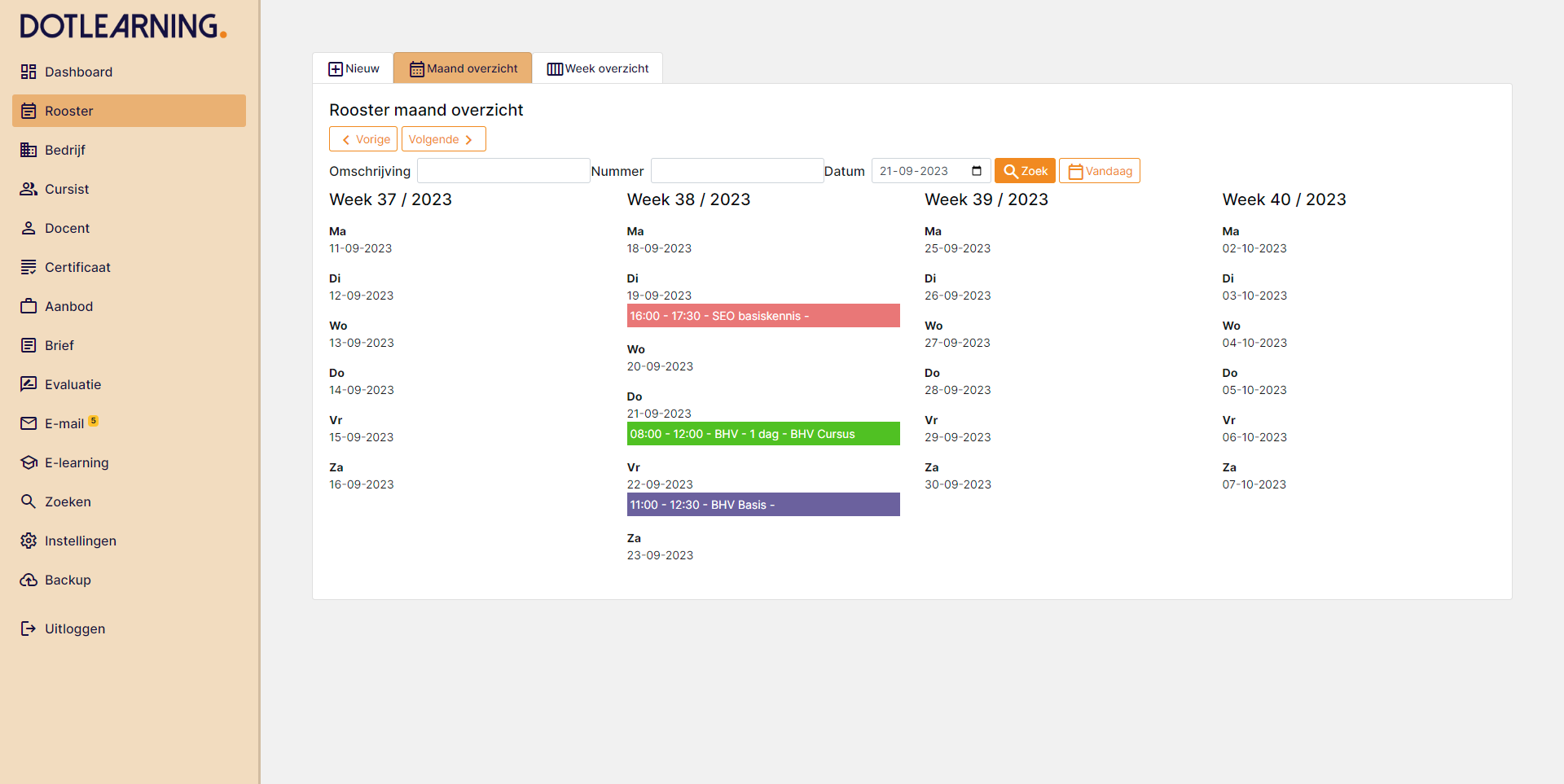 Dotlearning e-learning platform homepagina